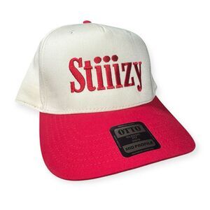 STIIIZY Smoker's Club Snapback Hat Beige Red Adjustable Cap